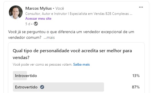 Enquete LinkedIn Marcos Mylius