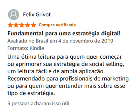 Depoimento de leitor do livro Social Selling nas avaliações da Amazon