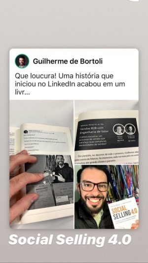 Registro de marcação do livro Social Selling nos stories do Instagram do Marcos Mylius